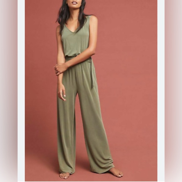 Anthropologie Pants - Anthropologie, Saturday Sunday - Belted Olive Green Sleeveless Jumpsuit